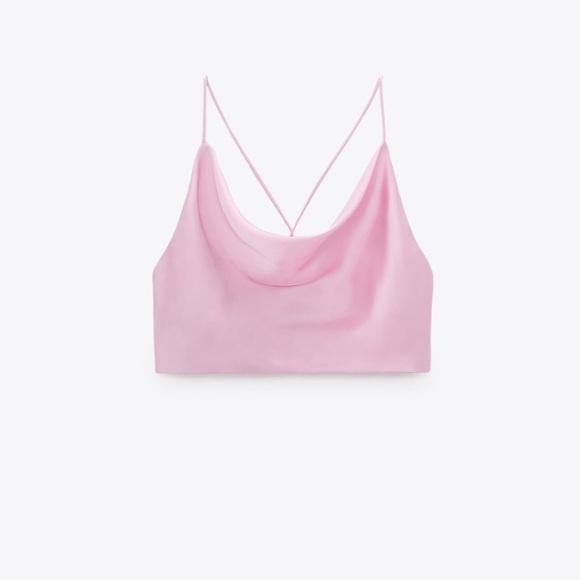 ZARA Satin Effect Pink Crop Top - Picture 13 of 14